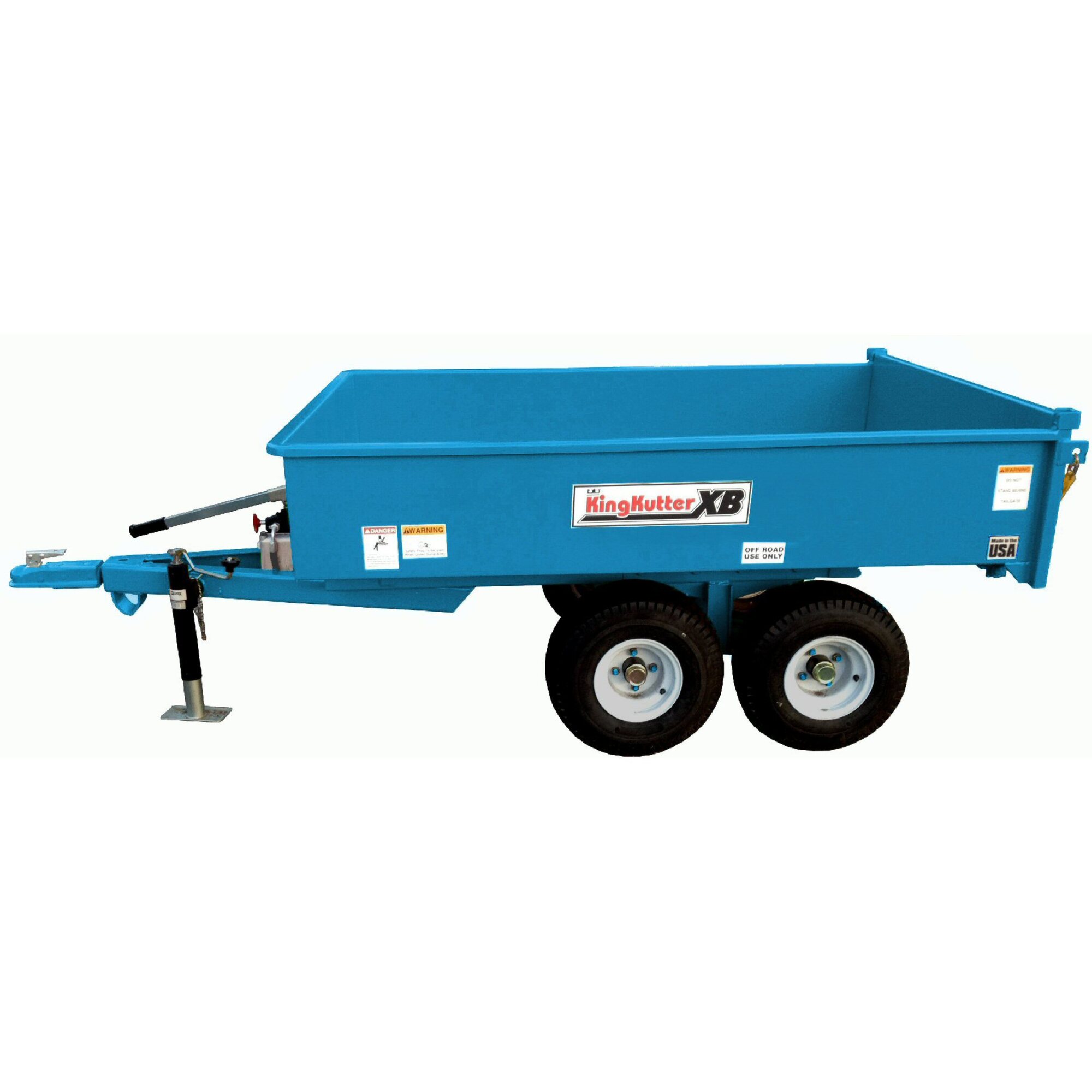 King Kutter 1.5 Ton XB Dump Trailer, 2-way rear dump, double action pump, walking beam tandem axle, 1.5T-DT-XB-JK